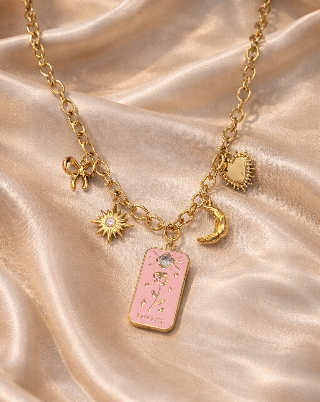 Collier Charms rose