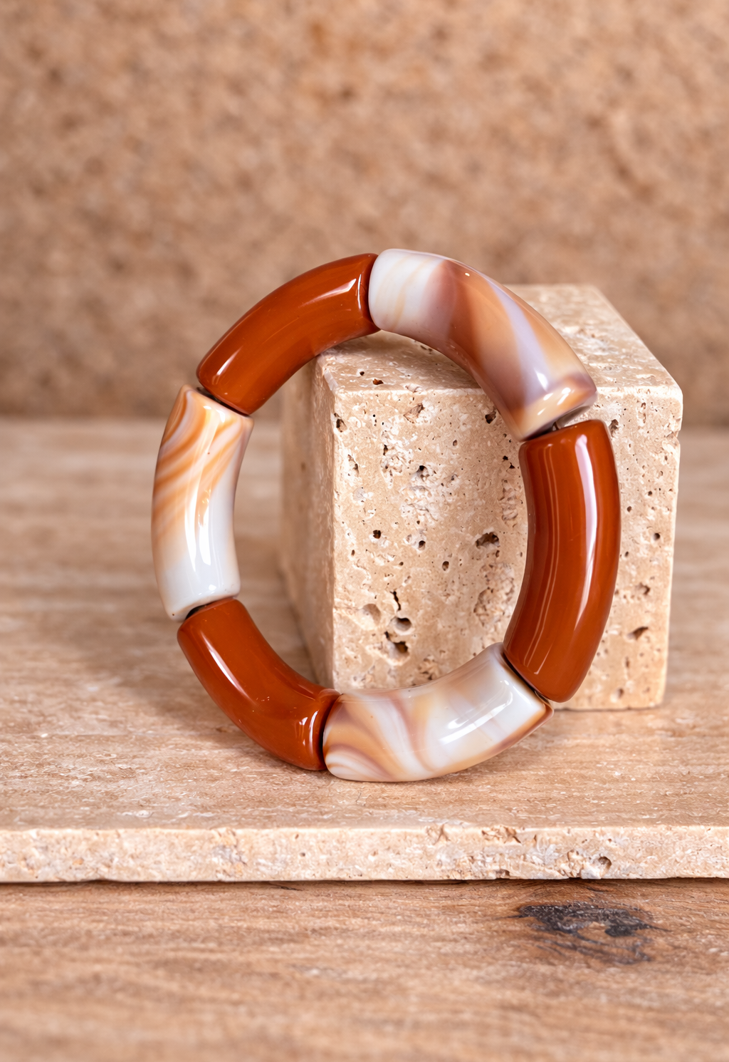 Bracelet Jonc marbré / terracotta