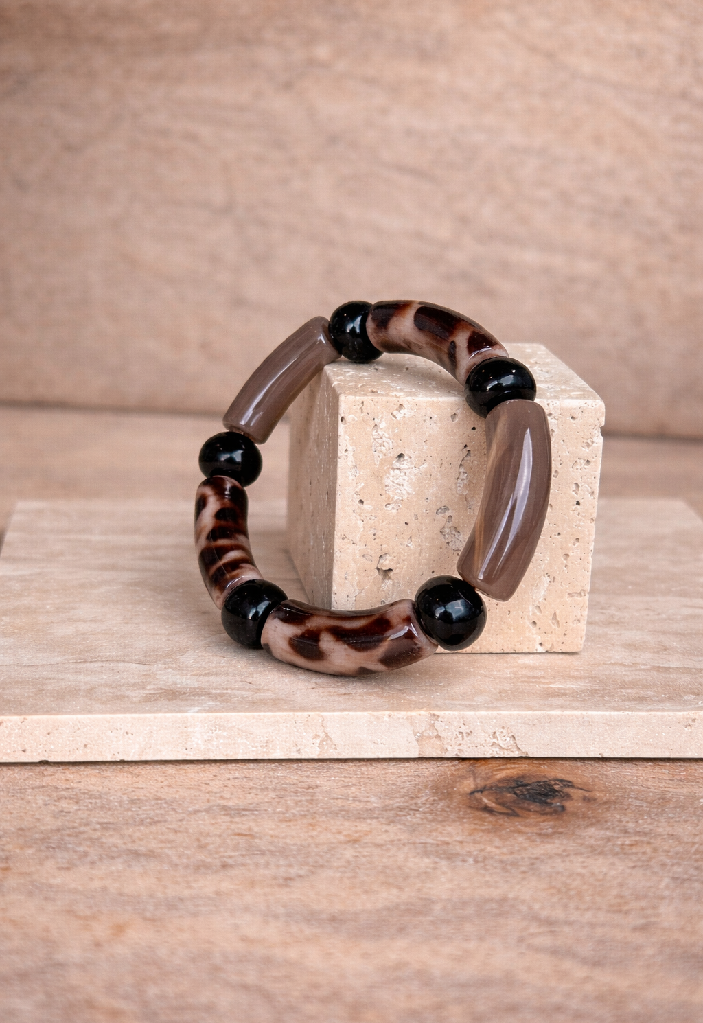 Bracelet Jonc léopard / gris / brun