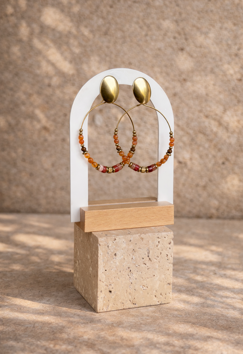 Boucles d'oreilles perles orangées